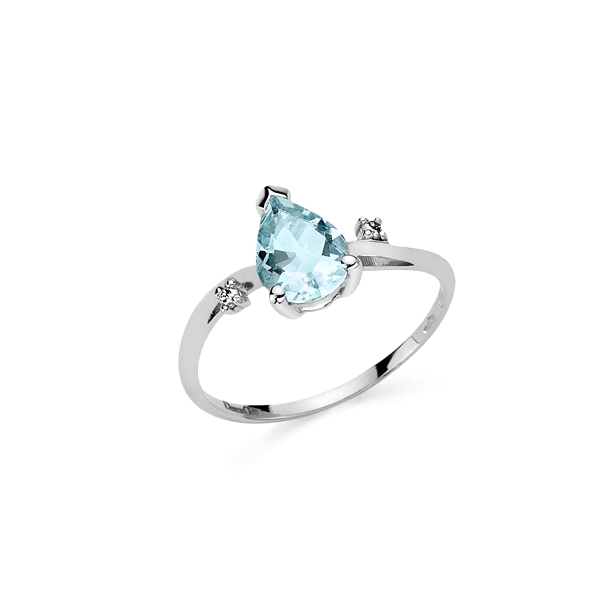 Anello Acquamarina Taglio Goccia e Diamanti