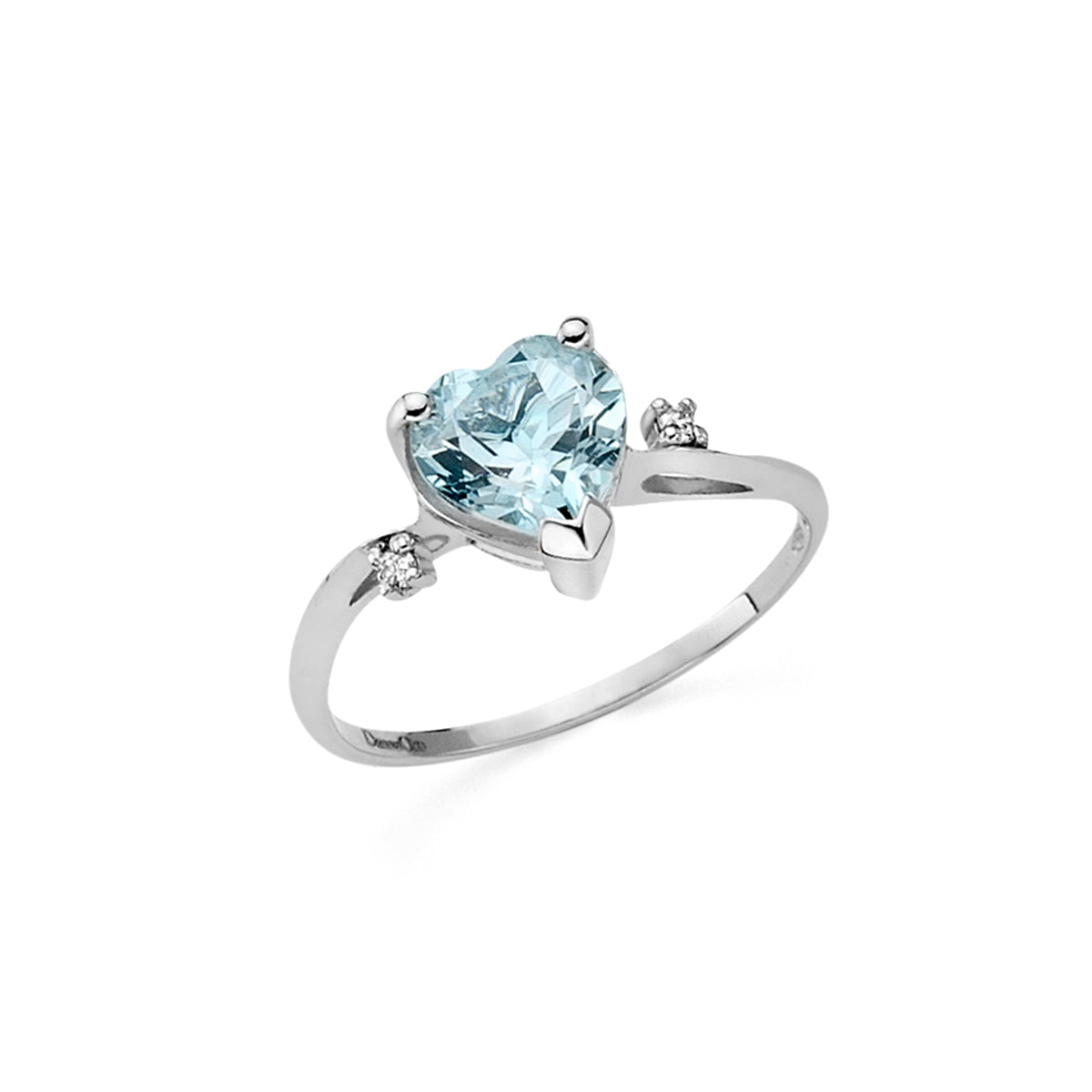Anello Acquamarina Taglio Cuore e Diamanti