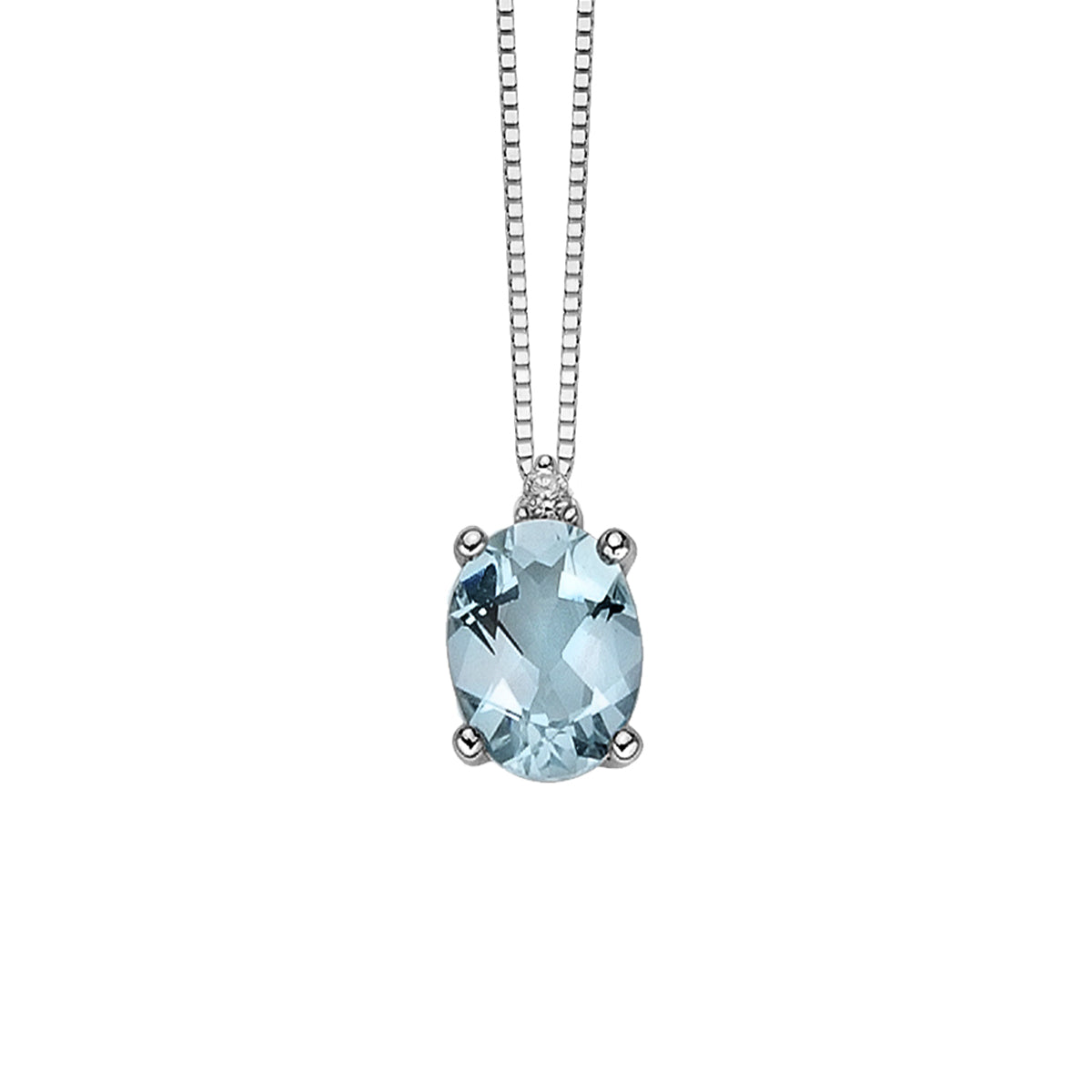 Pendente Acquamarina Taglio Ovale e Diamante