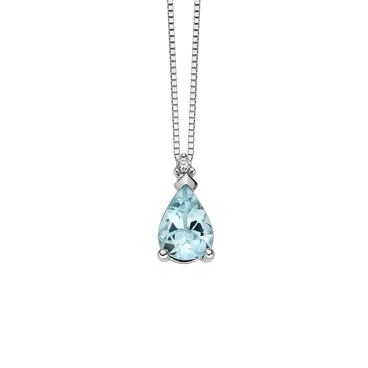 Pendente Acquamarina Taglio Goccia e Diamante