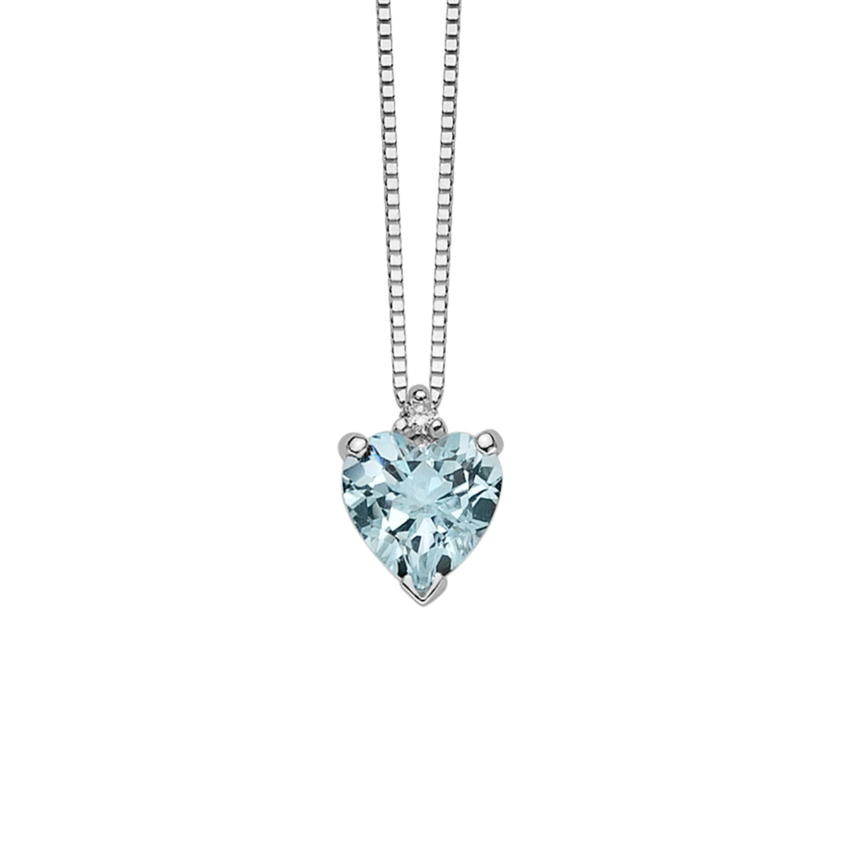 Pendente Acquamarina Taglio Cuore e Diamante