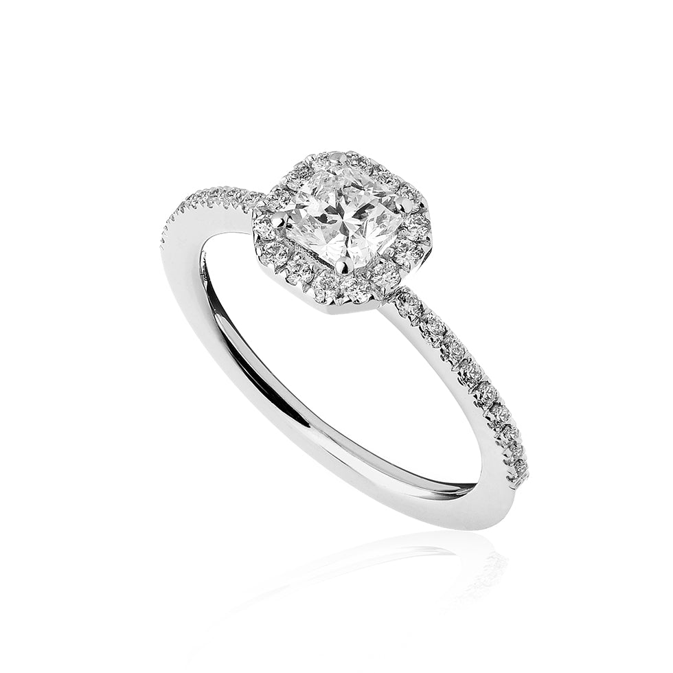 Anello Solitario Ideal Square Tina - Oro bianco e Diamanti