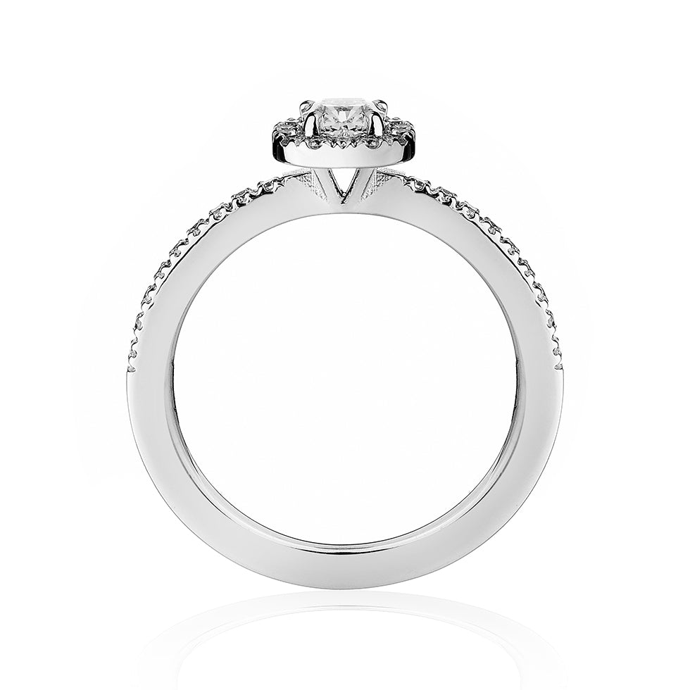 Anello Solitario Ideal Square Tina - Oro bianco e Diamanti