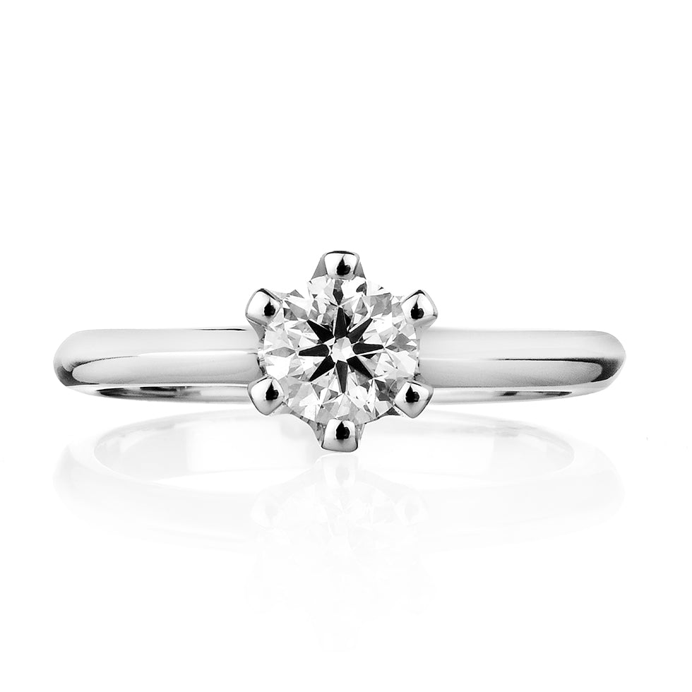 Anello Solitario Ermes - Oro bianco e Diamanti