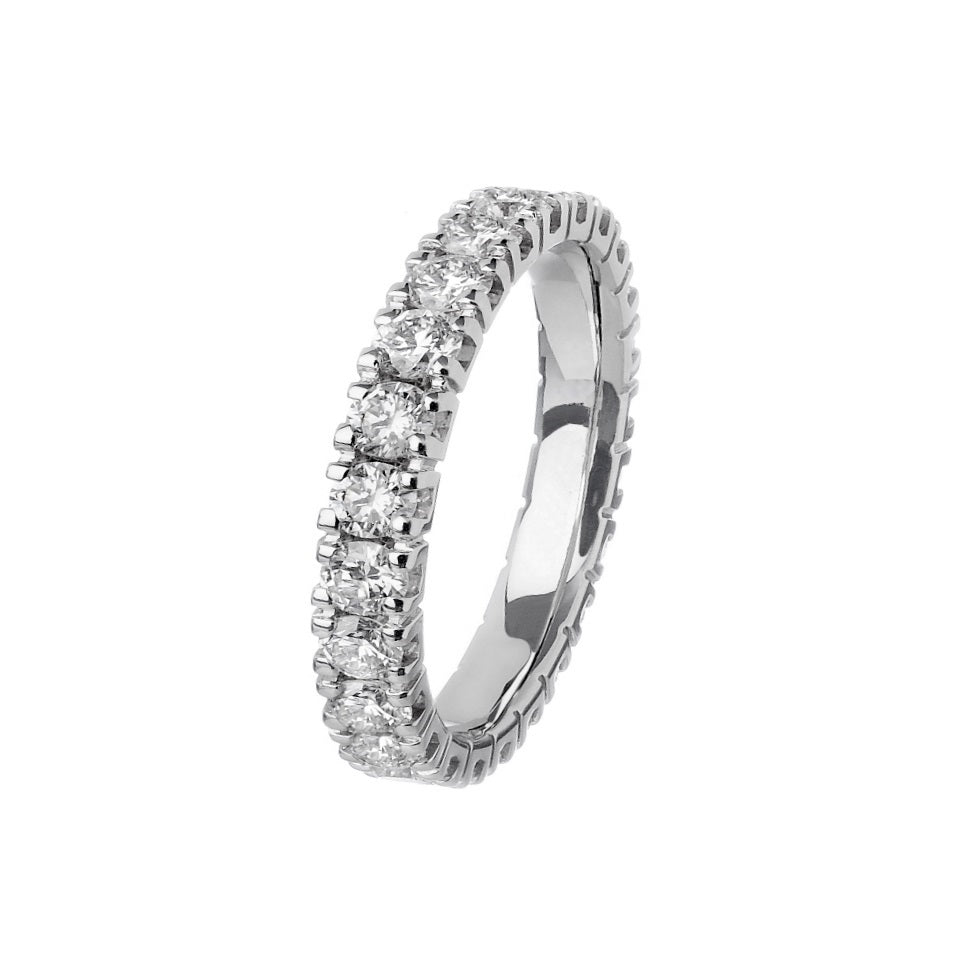 Anello Eternity Cometa - Oro bianco e Diamanti