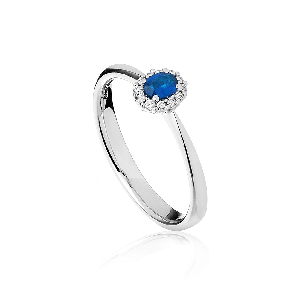 Anello Mini Cestino - Zaffiro e Diamanti