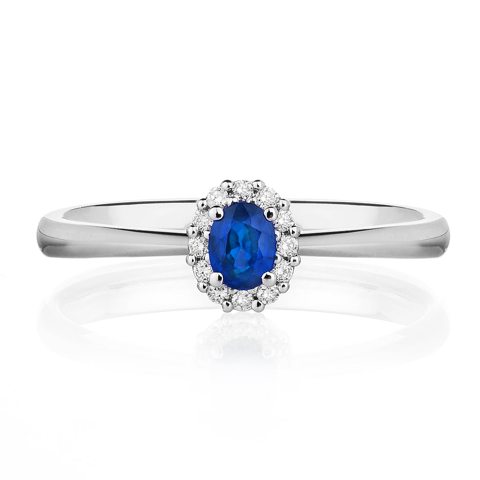 Anello Mini Cestino - Zaffiro e Diamanti