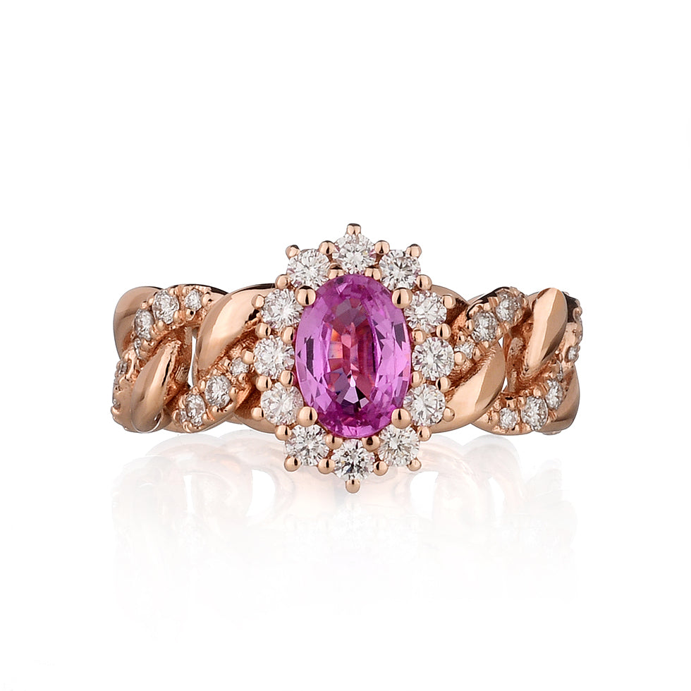 Anello Royal - Zaffiro rosa e diamanti