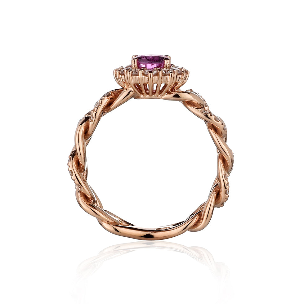 Anello Royal - Zaffiro rosa e diamanti