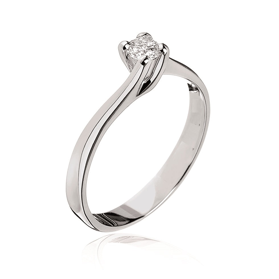 Anello Solitario Cielo - Oro bianco e Diamanti