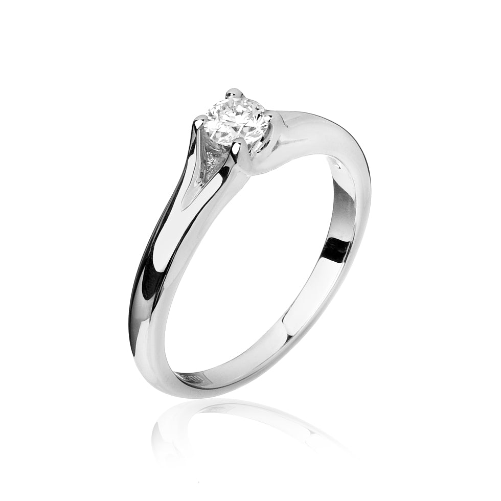 Anello Solitario Hydra - Oro bianco e Diamanti