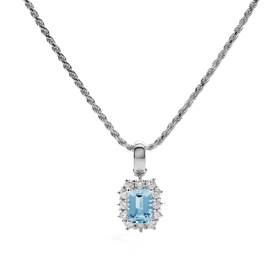 Collana Acquamarina e Diamanti