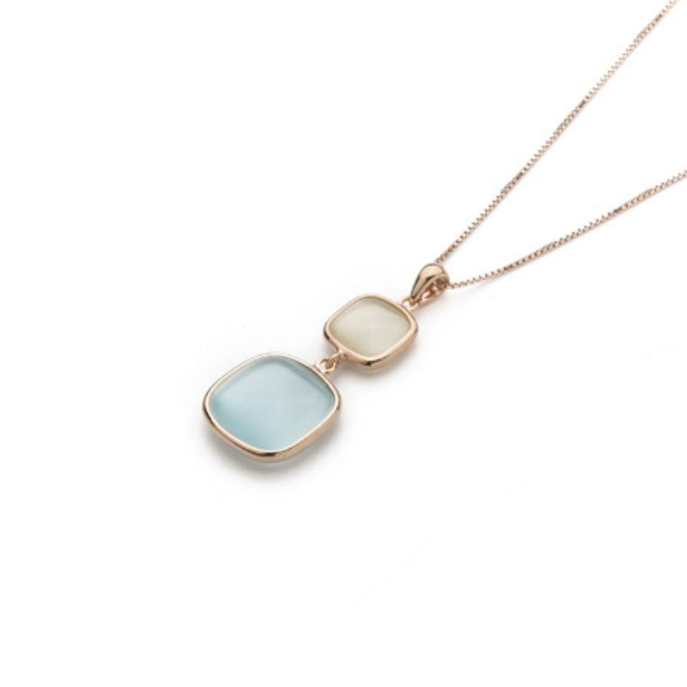 Collana Madì Marea con Quarzi Idrotermali Celeste e Avorio