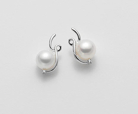 Orecchini Oro 18kt con Perla FW 7,5/8 e diamanti 0,01ct