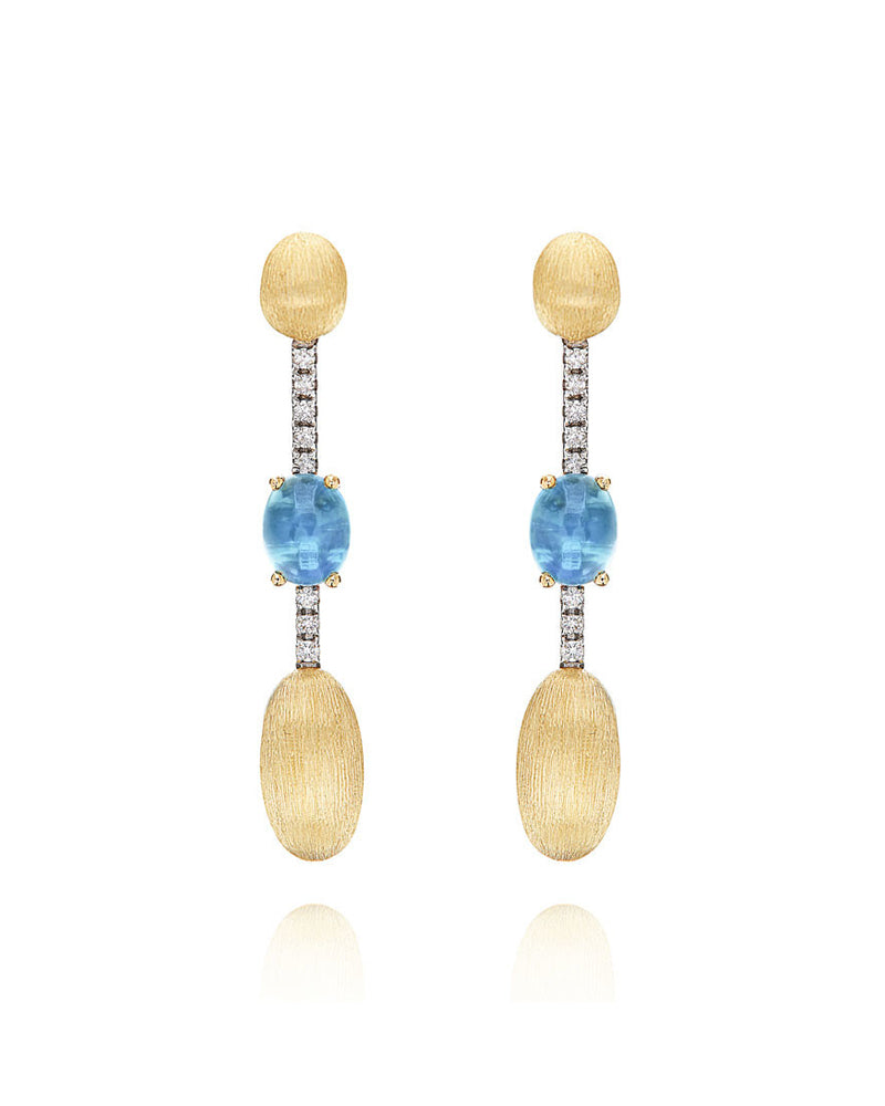 Orecchini "DANCING AZURE" con Diamanti e Topazio London Blu