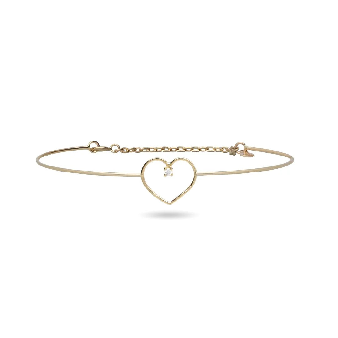 Bracciale Filodamore con Cuore e Diamante in Oro Rosa / Giallo 9kt