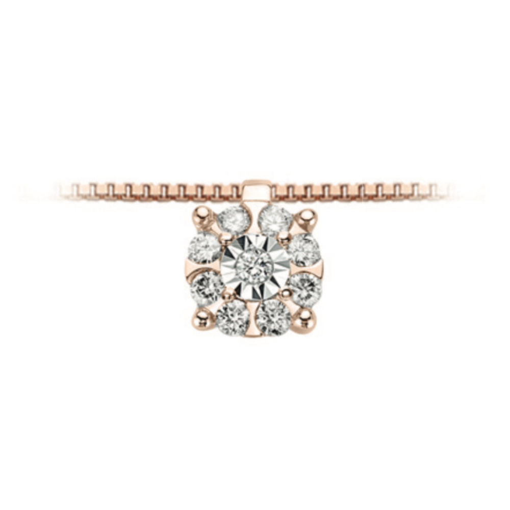 Collana Punto Luce in Oro rosa e Pavè di Diamanti