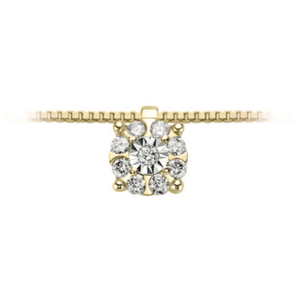 Collana Punto Luce in Oro giallo e Pavè di Diamanti