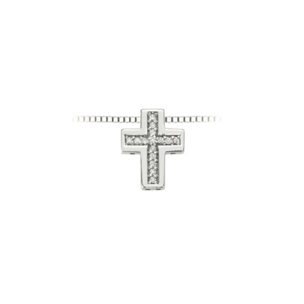 Collana Croce in Oro bianco e Diamanti