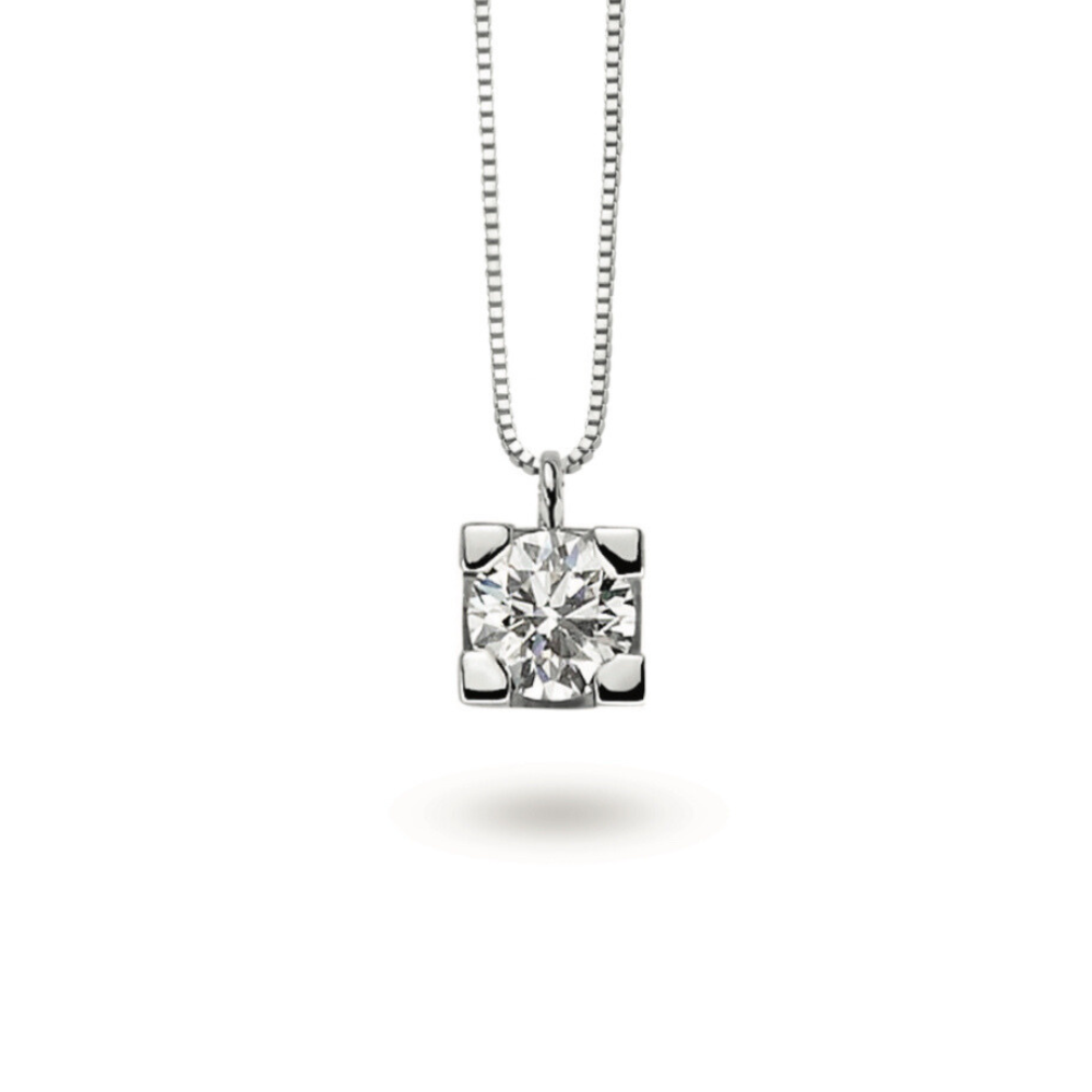Collana Punto Luce 4 griffe in Oro Bianco e Diamante