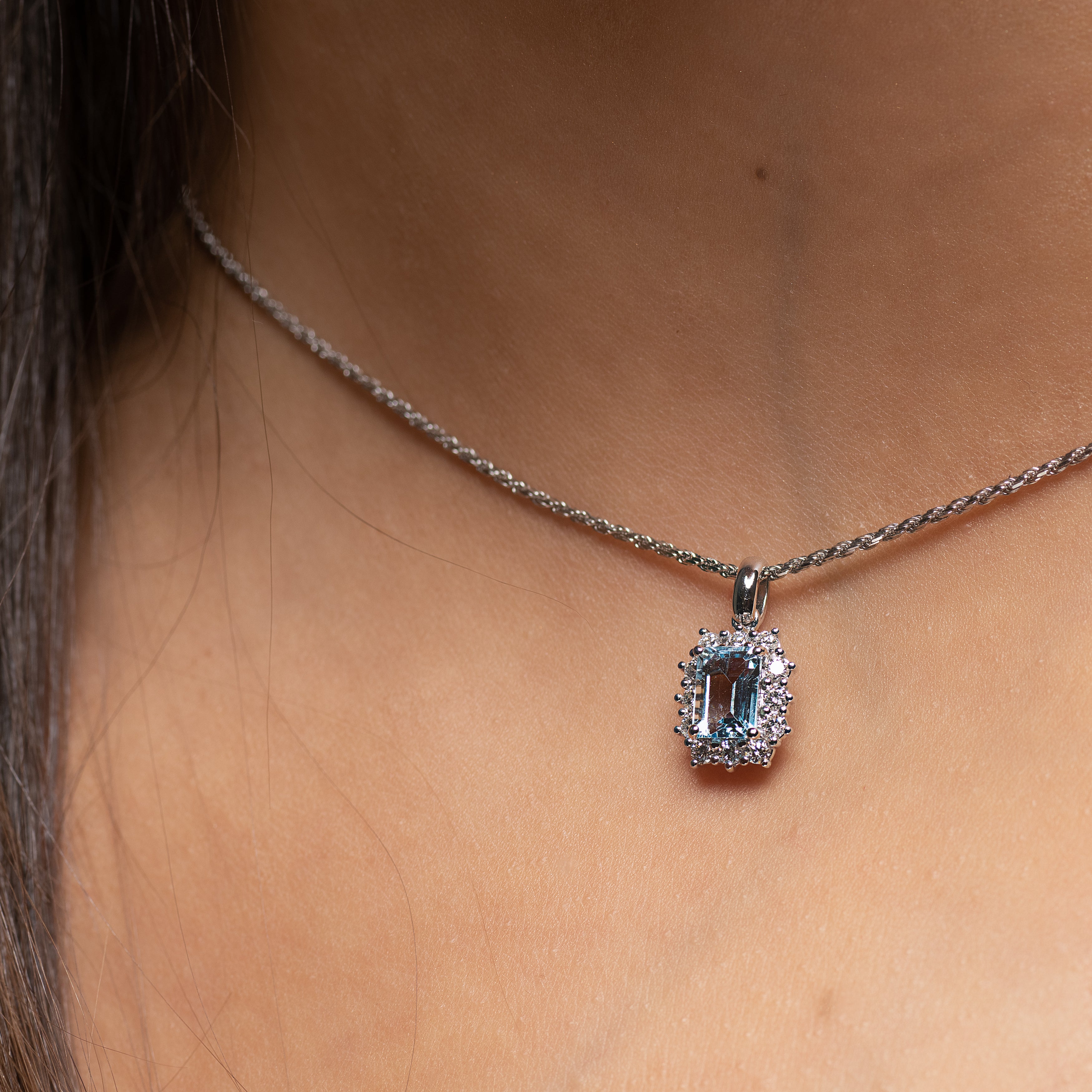 Collana Acquamarina e Diamanti