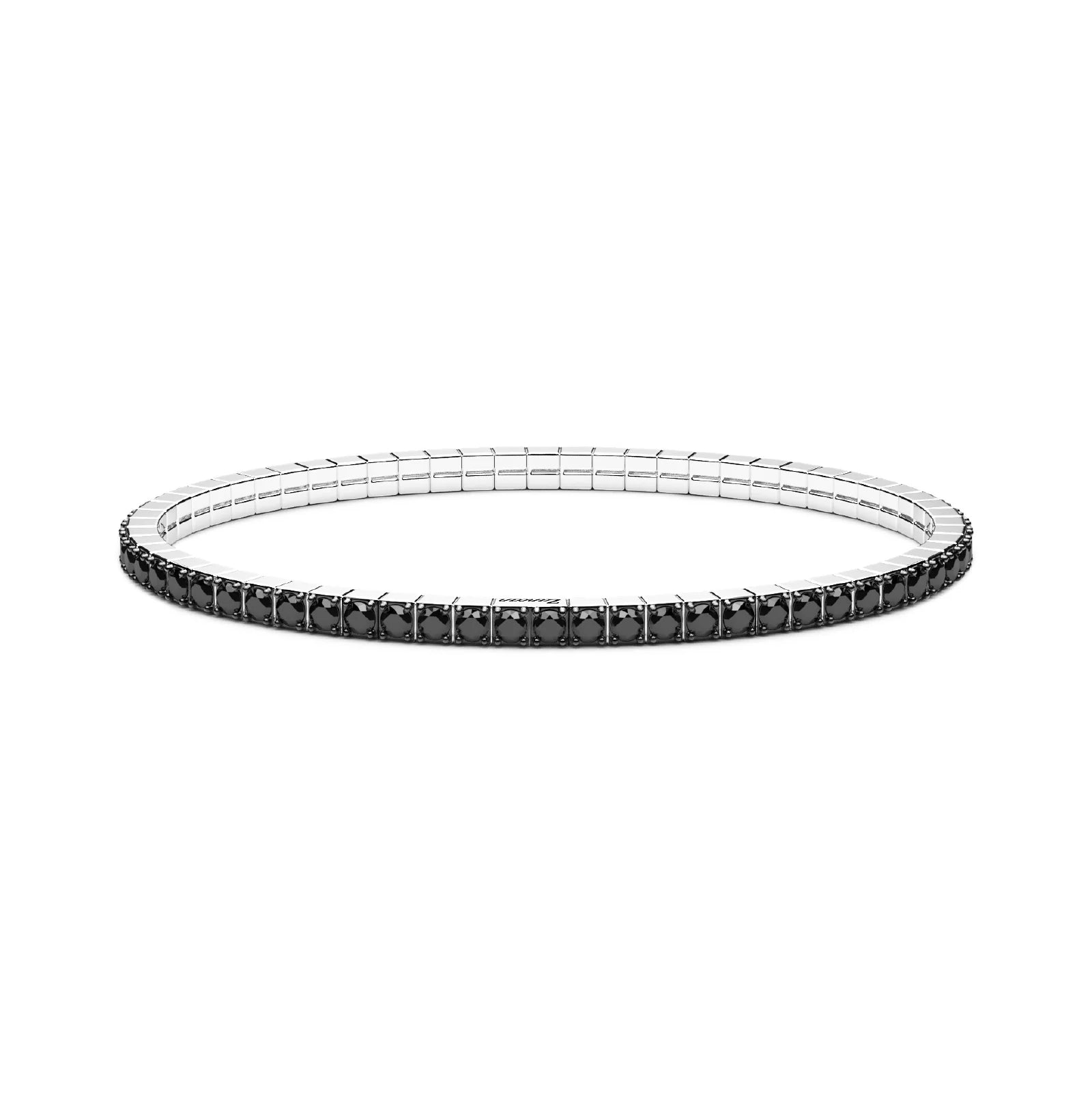 Bracciale Tennis Elastico Zancan in Argento e Pietre Nere