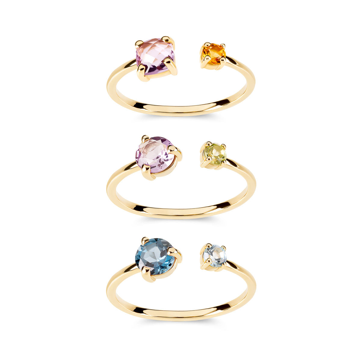 Anello con Pietre in Oro Giallo - Timeless