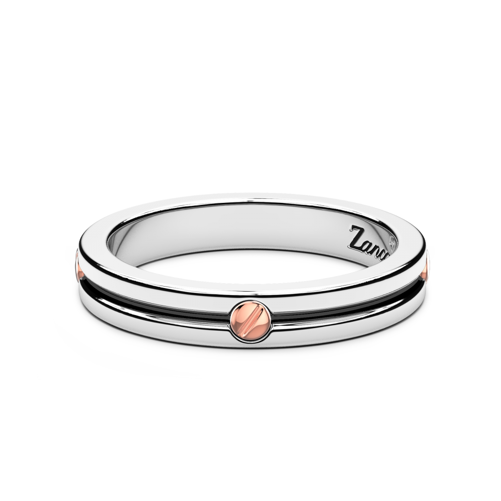 Anello a fede Argento e Vite in Oro rosa