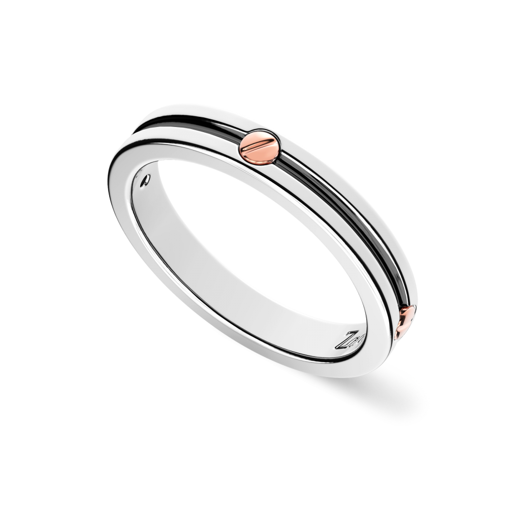 Anello a fede Argento e Vite in Oro rosa