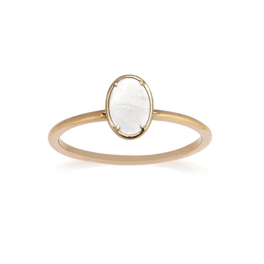 Anello Ovale in Oro Giallo e Madreperla - Essence