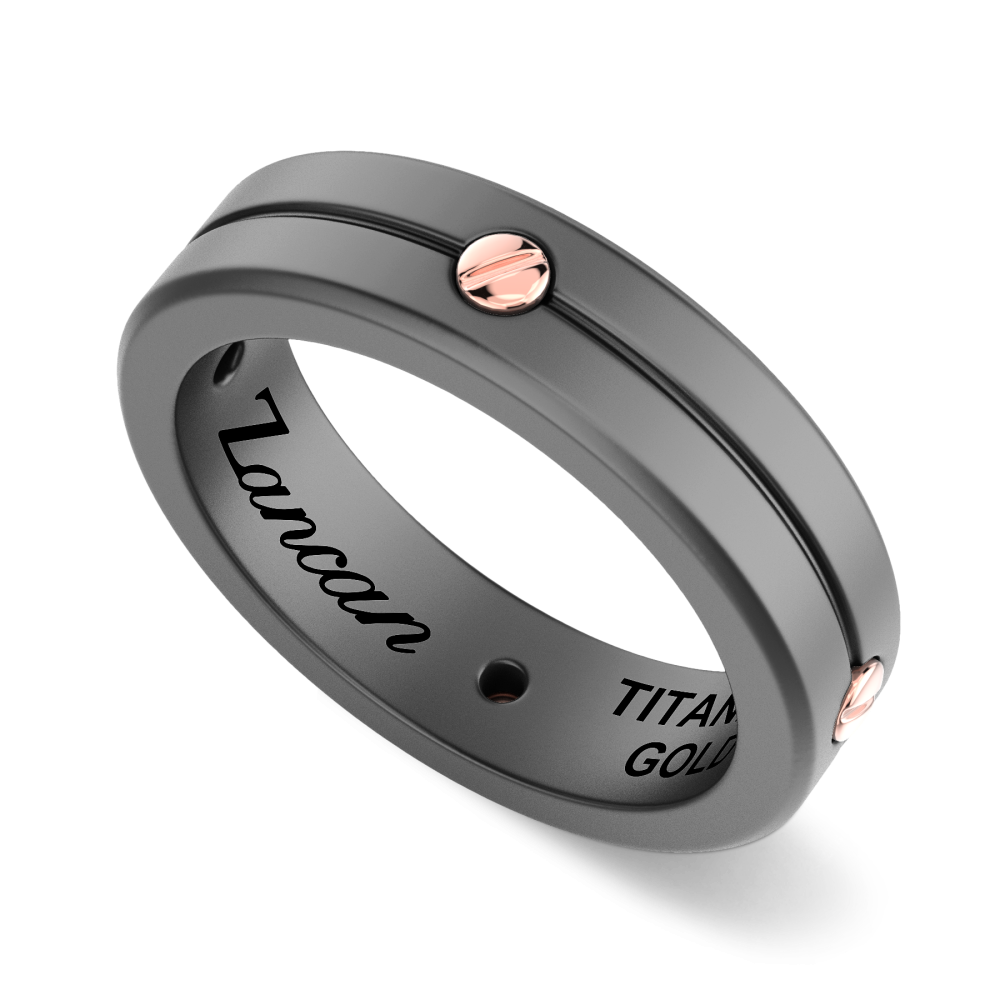 Anello Zancan in Titanio e Viti in Oro Rosa
