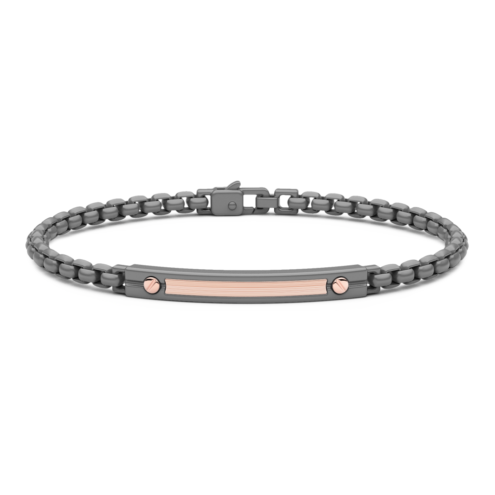 Bracciale Zancan in Titanio e Oro Rosa con targa