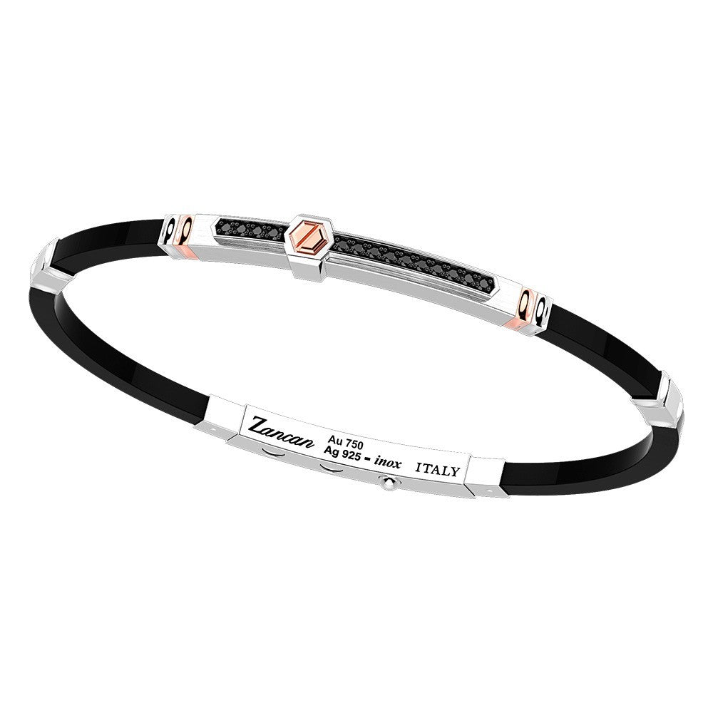 Bracciale Zancan in Argento con inserti in Oro 18kt, Pietre e Silicone