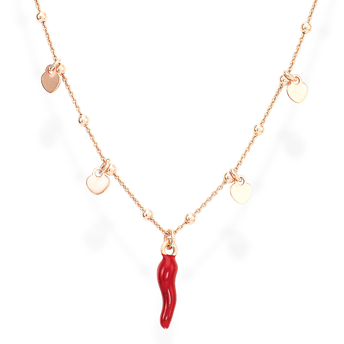 Orecchini cornetto rosso e cuori