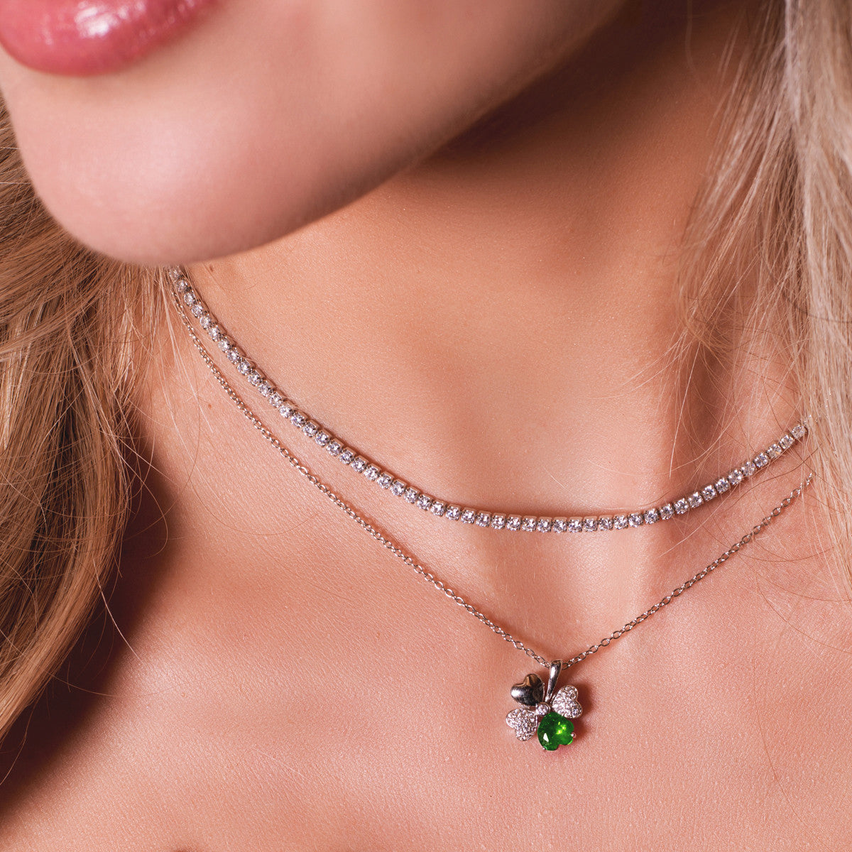Collana Quadricuore Verde