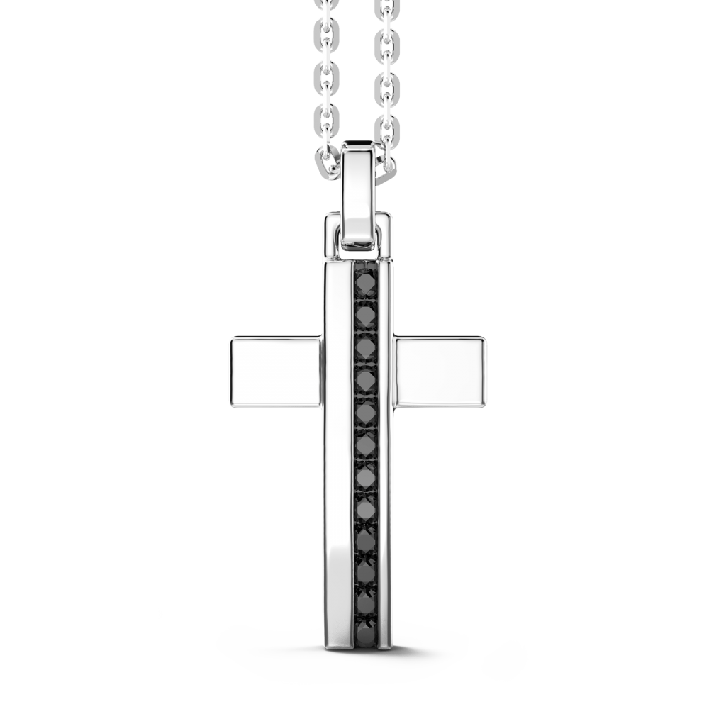 Collana Zancan in argento con croce e pietre nere