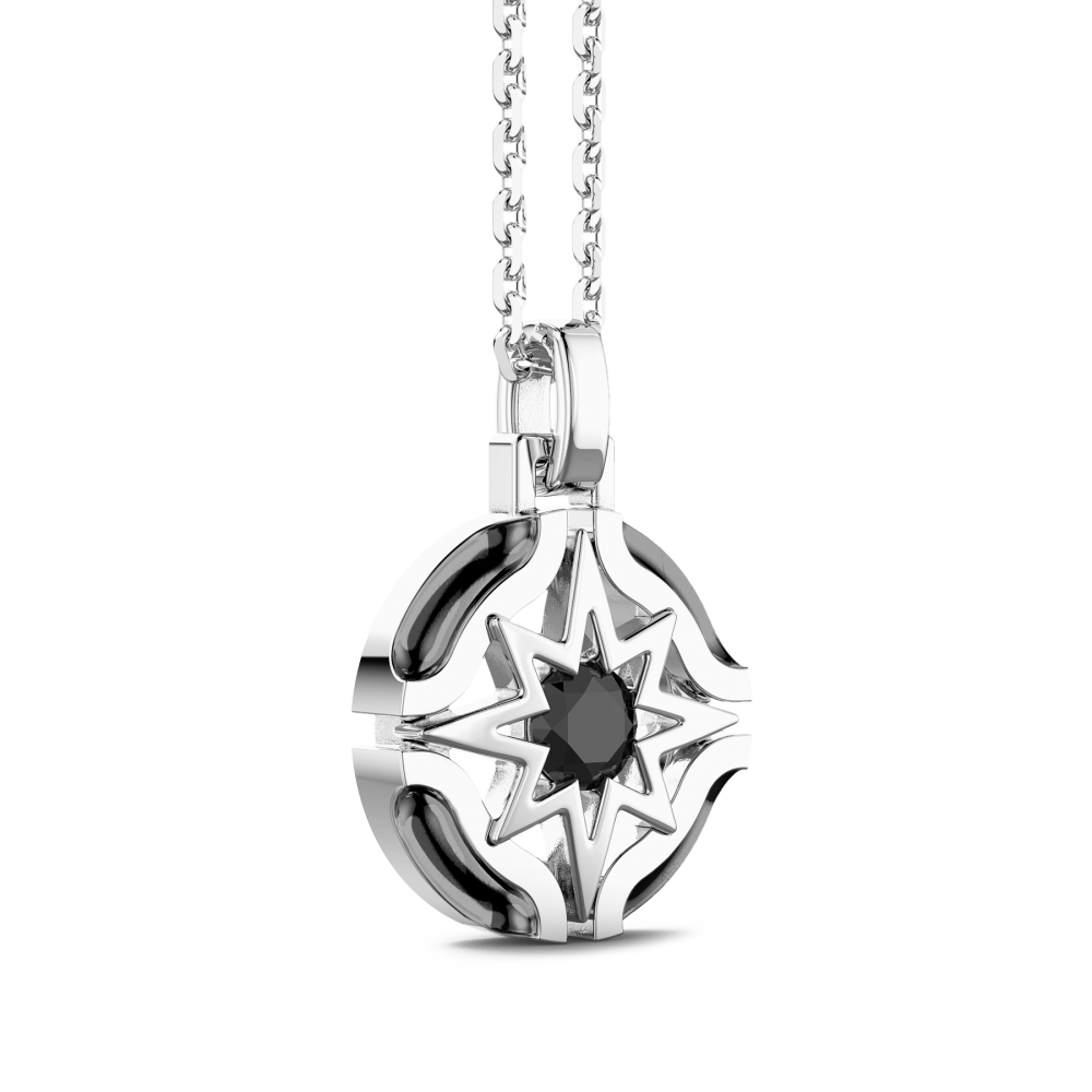 Collana Zancan in Argento con Rosa dei venti e Pietra nera