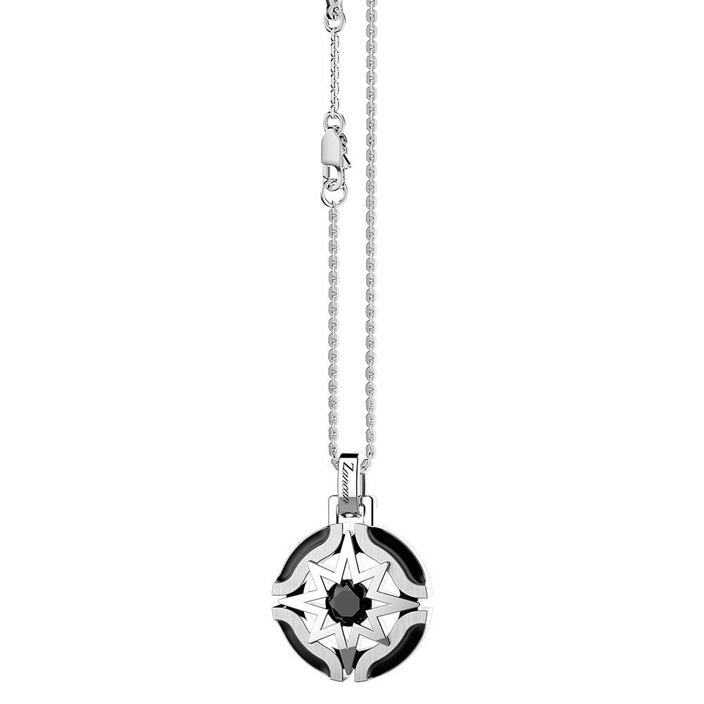 Collana Zancan in Argento con Rosa dei venti e Pietra nera