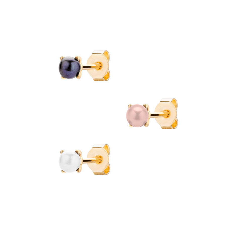 Orecchini a Lobo con Perla Bianca/Rosa/Nera in Oro Giallo - Pearls