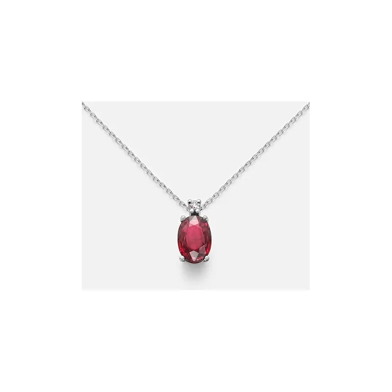 Collana Oro 18kt con Rubino 6x4 e diamanti