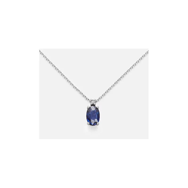 Collana Oro 18kt con Zaffiro 6x4 e diamanti