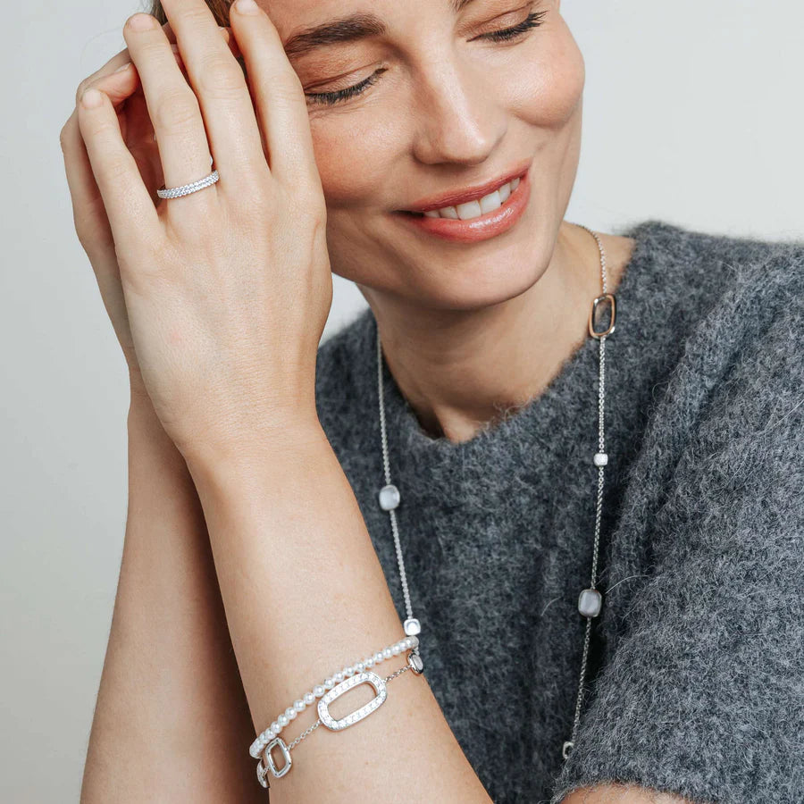 Anello Argento con doppia veretta Zirconi