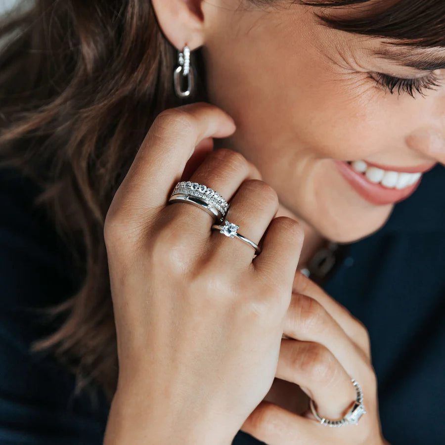 Anello Argento Solitario Zirconi