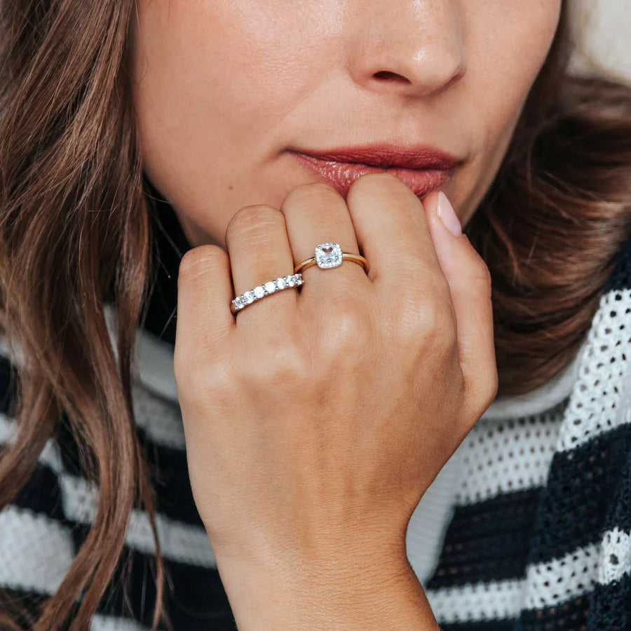 Anello Argento Veretta con 7 Zirconi