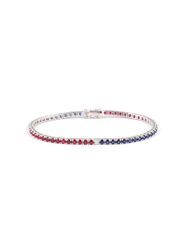 Bracciale Tennis con Zaffiri, Rubini e Diamanti Bianchi