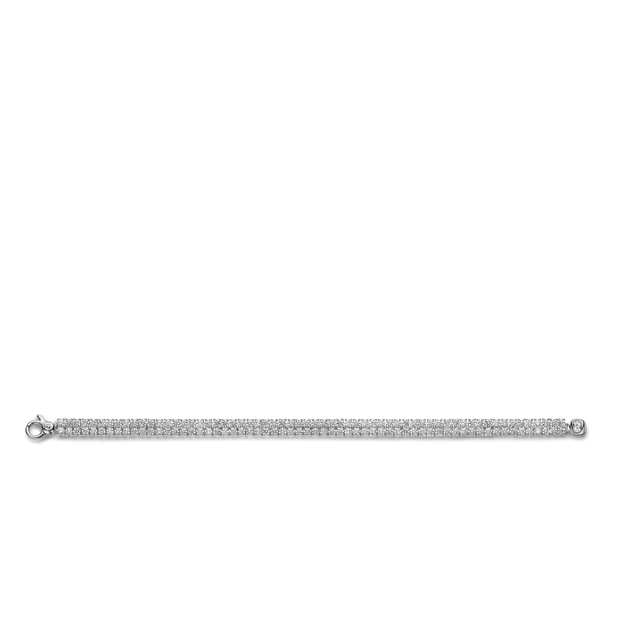 Bracciale Tennis in Argento e Doppia fila di Zirconi