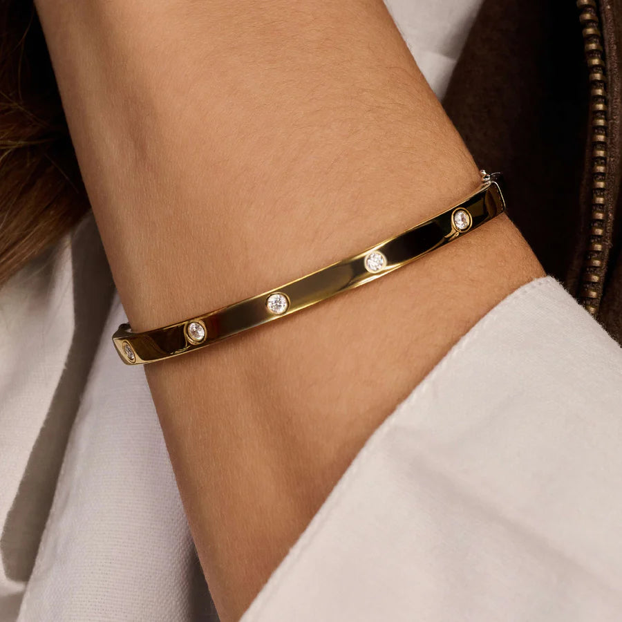 Bracciale Schiava in Argento Dorato e Zirconi