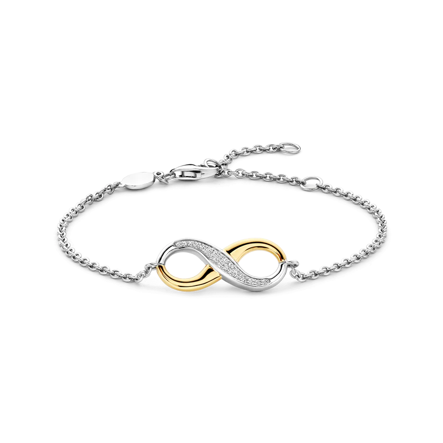 Bracciale Infinito Bicolore in Argento e Zirconi
