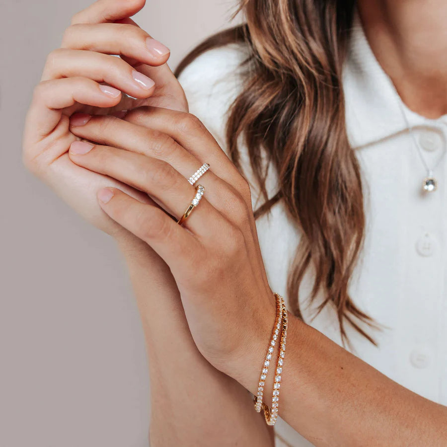 Bracciale Tennis 2,5mm in Argento Dorato e Zirconi