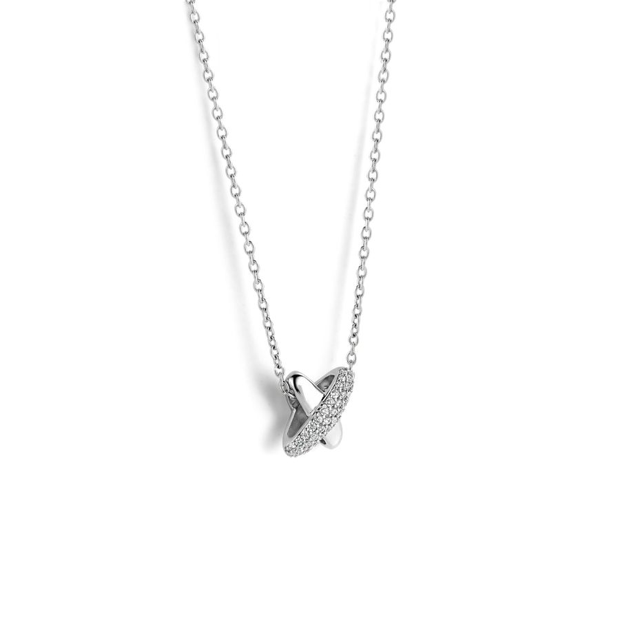 Collana con Pendente ad incrocio in Argento e Zirconi